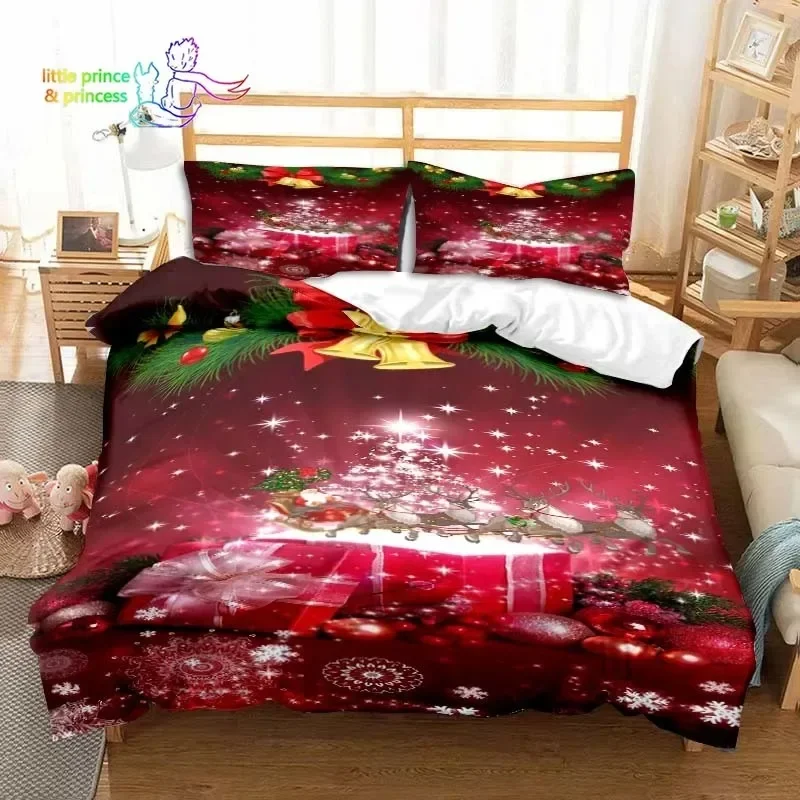 Christmas Snow Pattern with Text Bedding Set Single Twin Full Queen King Size Bed Set Aldult Kid Bedroom 3D Print