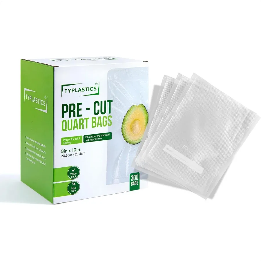 

Quart 300 Count Vacuum Sealer Bags for Food Saver Vac Storage Meal Prep PreCut