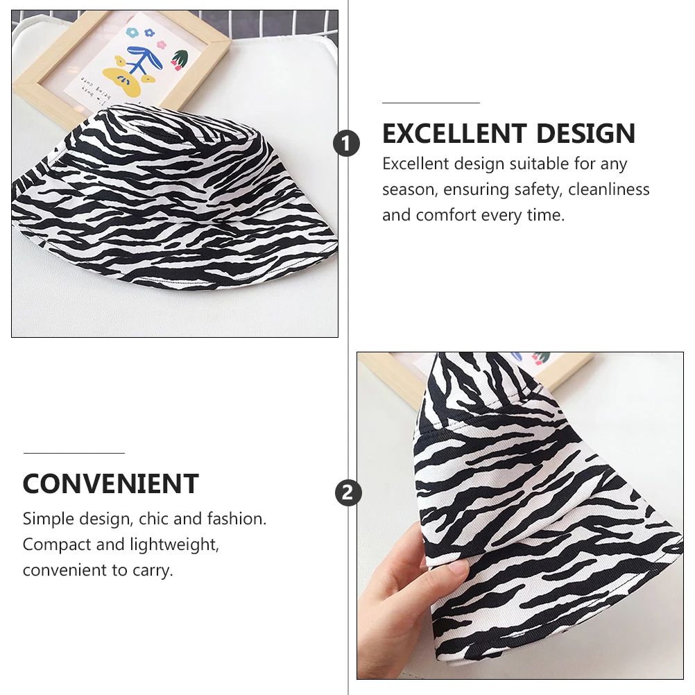 

Zebra Stripe Bucket Hat Lightweight Collapsible Sun Hat Black Size Fits All Summer Beach Outdoor Sport