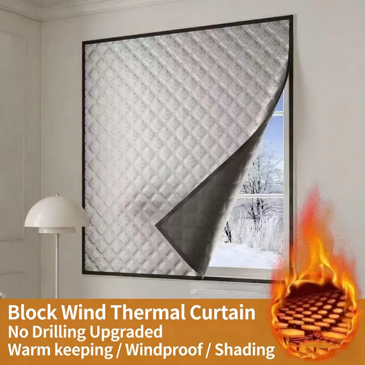 Cortina Térmica 3 em 1: Proporciona Calor, Bloqueia o Frio e o Calor, Serve como Tela Protetora para Janelas, Bloqueia a Luz Solar