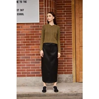 AP 2026 Women Washed Sweater Autumn and Winter Cable Sweater Stretch Skirt and Fashion Leather Skirt - Image 6