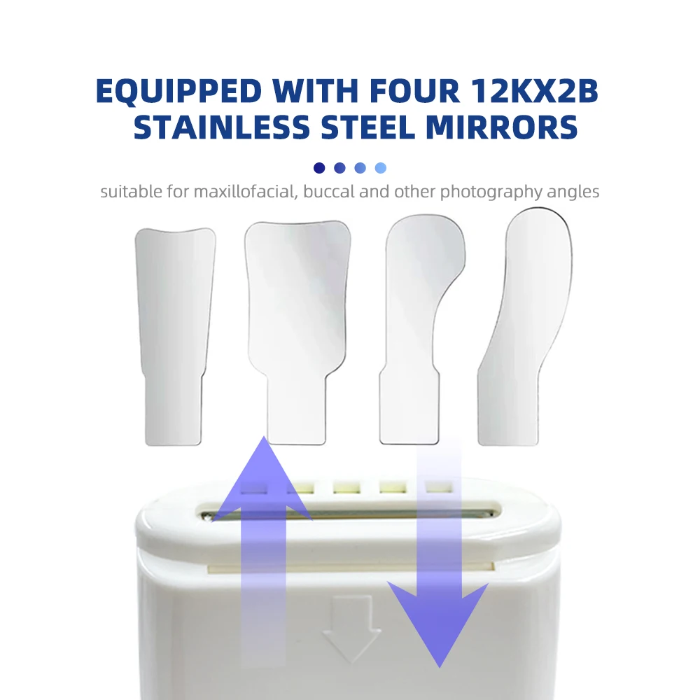 den tal Orthodontic Reflector with Light and Air-blowing Anti-fog Mouth Mirror, Oral Double-sided Stainless Steel Reflector