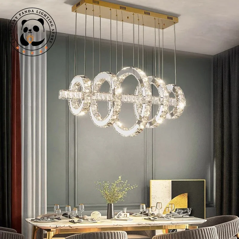 Nordic Modern Pendant Lights Metallic Luster Luxury Crystal Ceiling Chandeliers Restaurant Woonkamer Villa Indoor LED Luminaries