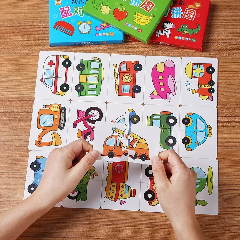 Baby Puzzle Toys for Children Animals Fruit Truck Graph Card Matching Games Montessori Toys for Kids 1-3 Years Old Boys Girls