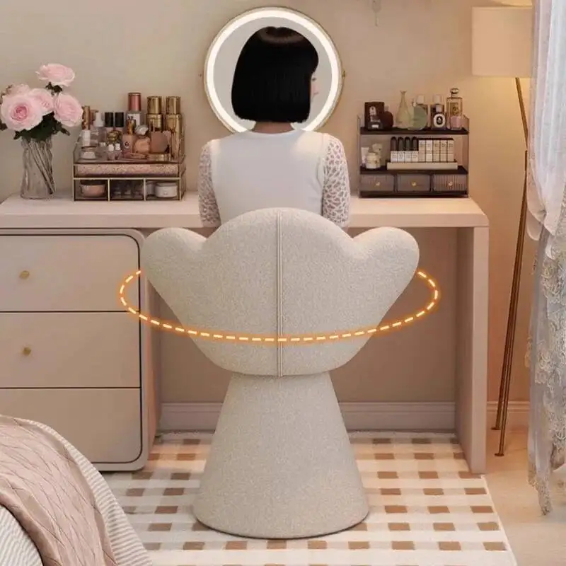 Cream High Sillas Makeup Home Chair Style end De Comedor FYMC Nordic Creative 360 degree Rotating Petal Chair Modern Bedroom