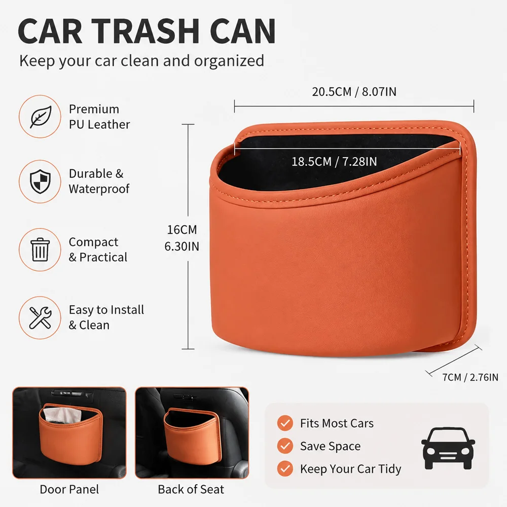 Kcimo Car Seat Back Door Side Hanging Waste Container Waterproof Foldable Trash Can Storage Organizer Auto Interior Trim Parts