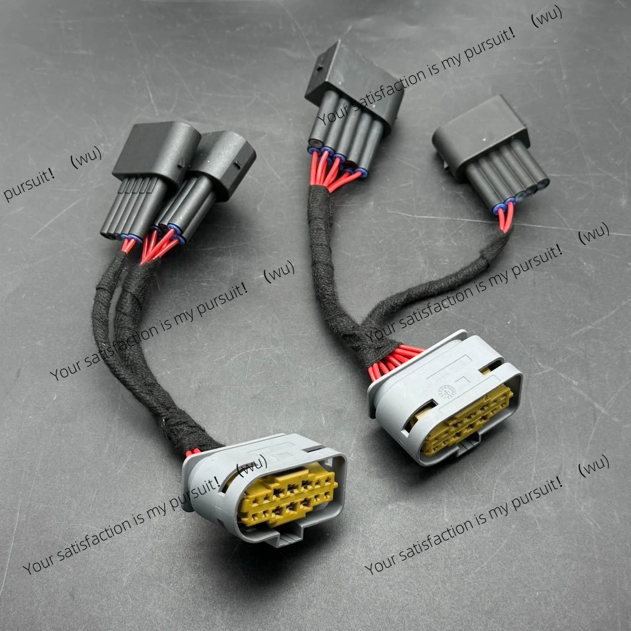A pair of headlights for Mercedes-Benz S cars, upgraded from previous models to later models, headlight adapter wiring harness