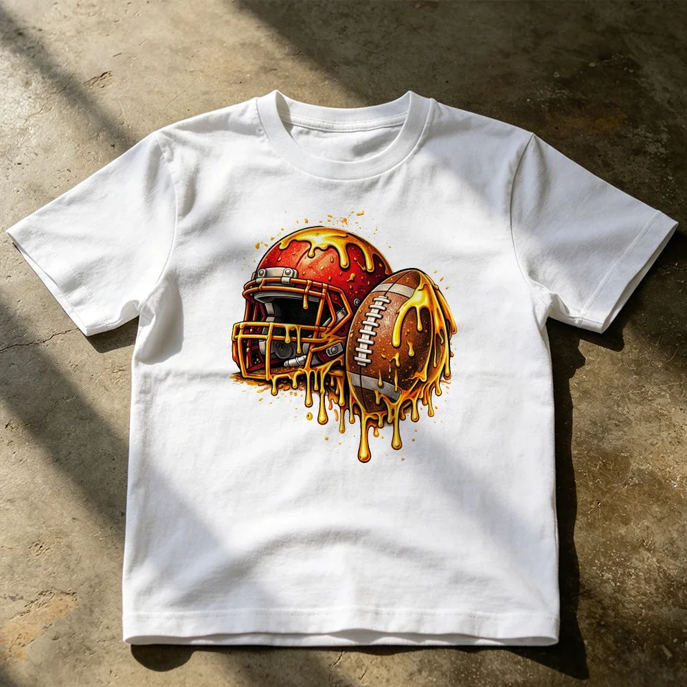 Dripping Honey Red Helmet Football Art Men Eye Catching T Shirt The United States Sports Fan Merch Graphic Tee Summer Casual Top