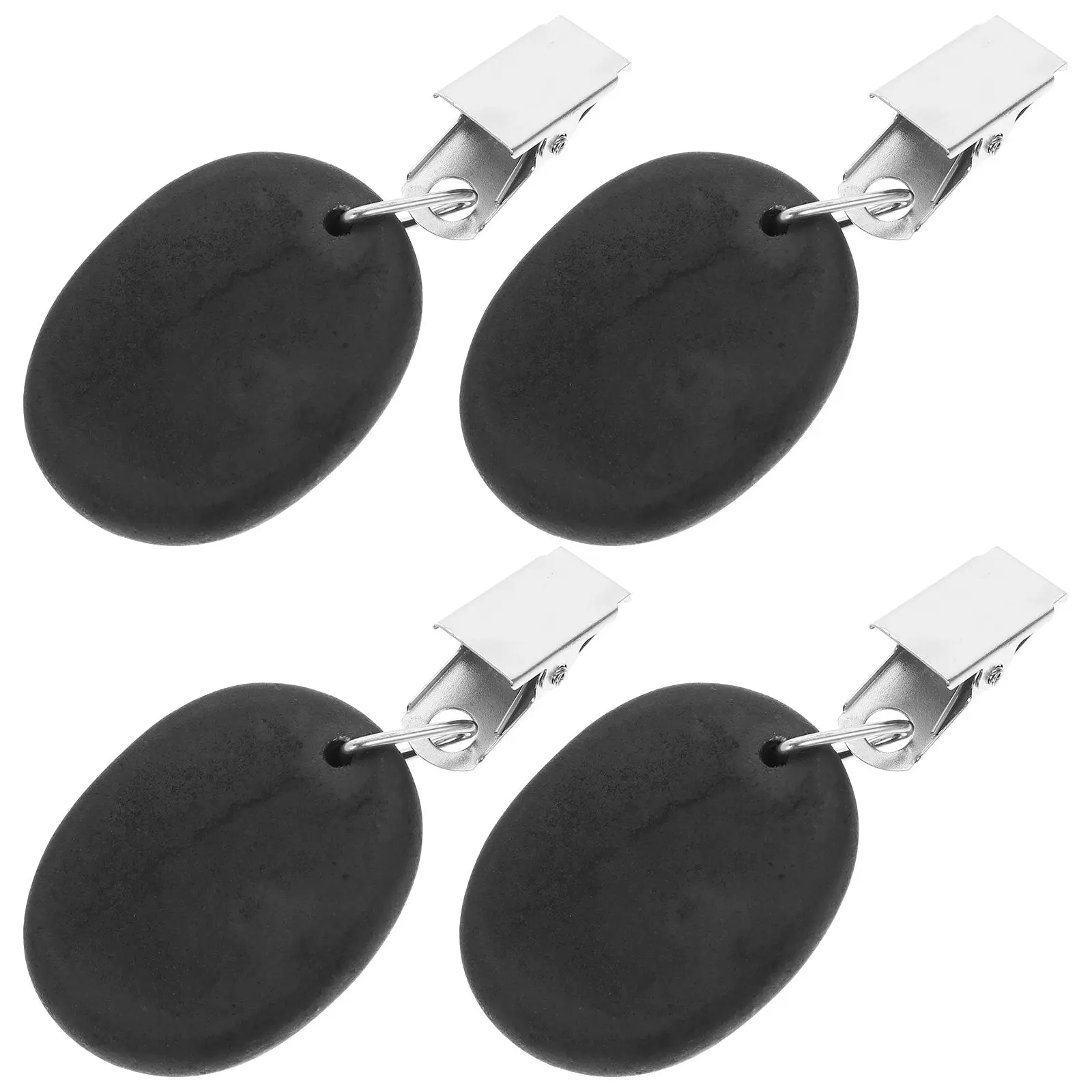 

4 Pcs Black Tablecloth Clips Sturdy Stone Iron Material Outdoor Camping Picnic Decorative Shape Windproof Design Compact Size