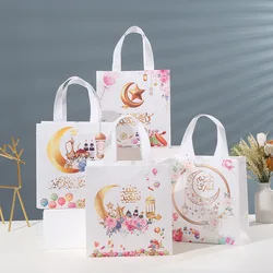4/8pcs Ramadan Candy Bags with Handle Moon Ramadan Kareem Gift Bags for Eid Party Decorations Eid al Fitr Non-Woven Tote Bags