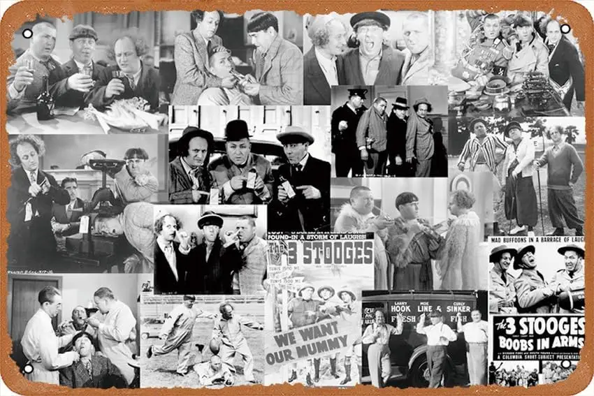 The Three Stooges Collection Metal Tin Sign Wall Decor Funny Vintage Plaque Poster for Cafe Bar Hotel Indoor Outdoor Restaurant