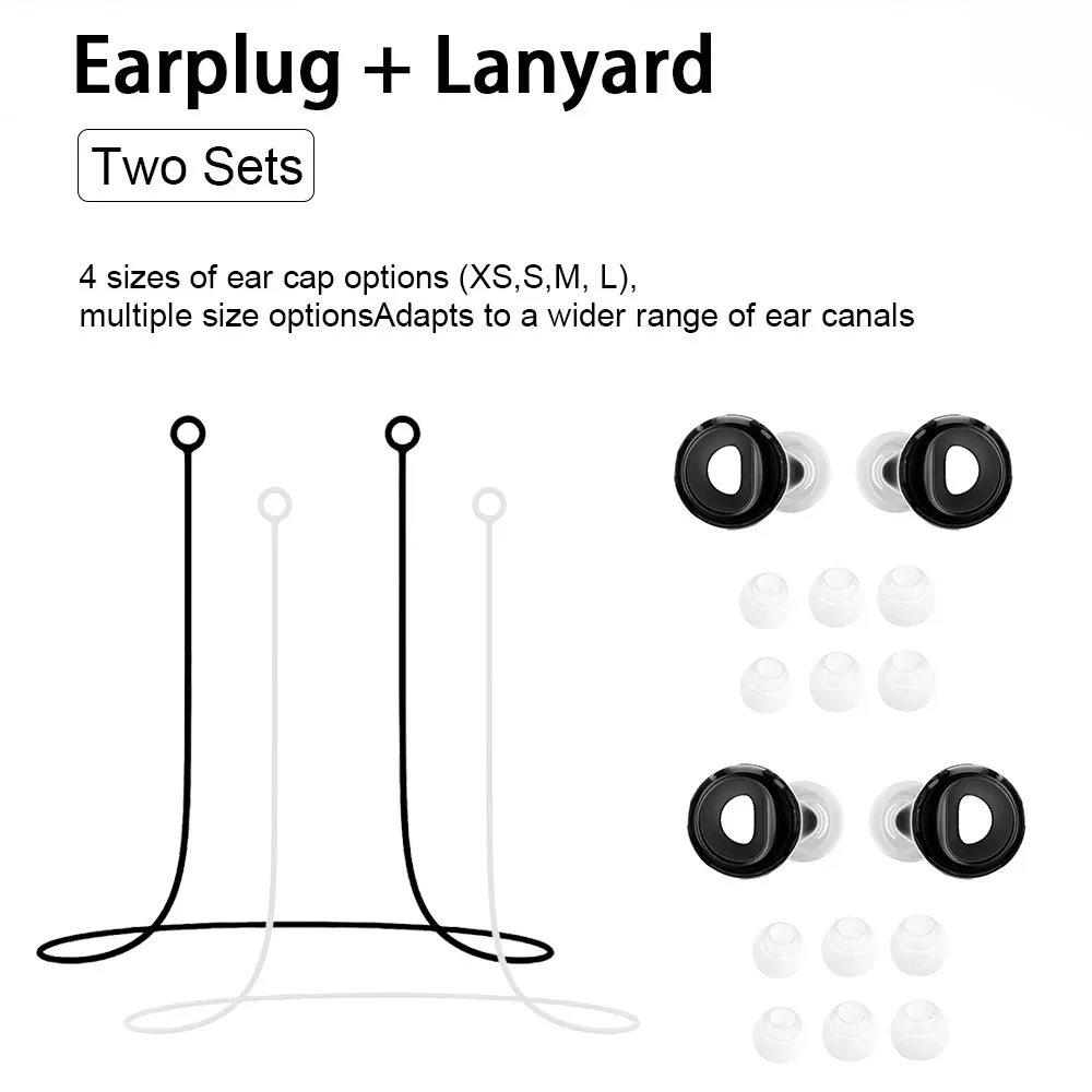 For Night Rest And Swimming 2 Pairs Silicone Earplugs With Lanyard Portable Waterproof Noise Isolation Ear Plugs Anti Lost
