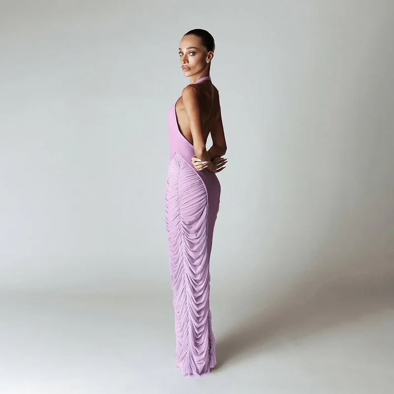 ชุดเดรสเข้ารูปสำหรับงานปาร์ตี้กลางคืน ผู้หญิงสง่างาม เปิดหลัง งานเลี้ยงเต้นรำ งานฉลอง งานแต่งงาน งานเลี้ยงต้อนรับ สวยหวาน