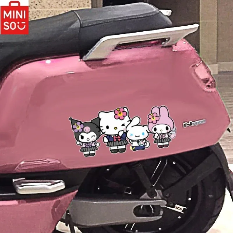 

MINISO Sanrio Family Hello Kitty Car Cartoon Stickers Car Scratch Decoration Stickers Kawaii Melody Kuromi Cinnamon Combination