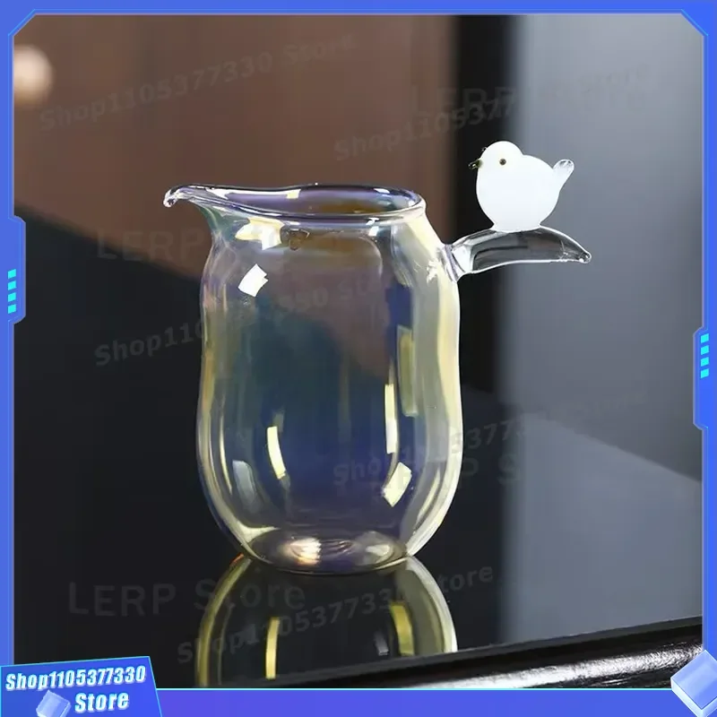 Wholesale Handmade High Borosilicate Glass Tea Set Colorful Creative Smoked Silver Craft Magpie Fair Cup Manufacturer Direct