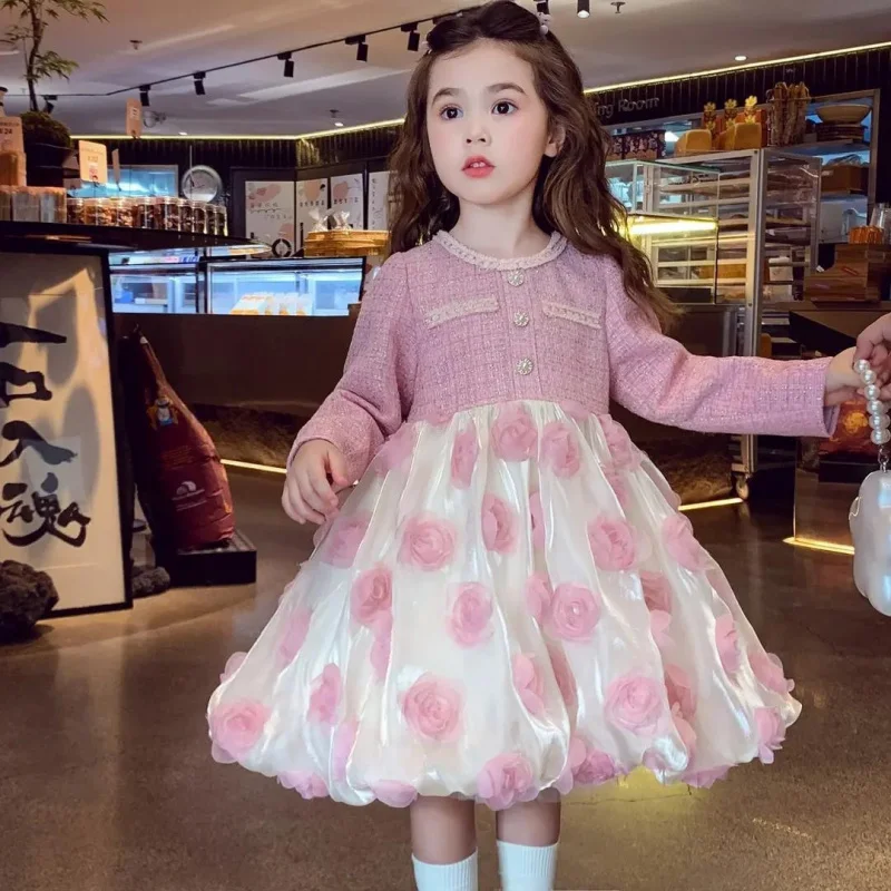 

Роскошное пышное платье с длинными рукавами и блестками для девочек, пышное бальное платье для свадьбы, дня рождения, первого причастия, пышное бальное платье для выпускного вечера