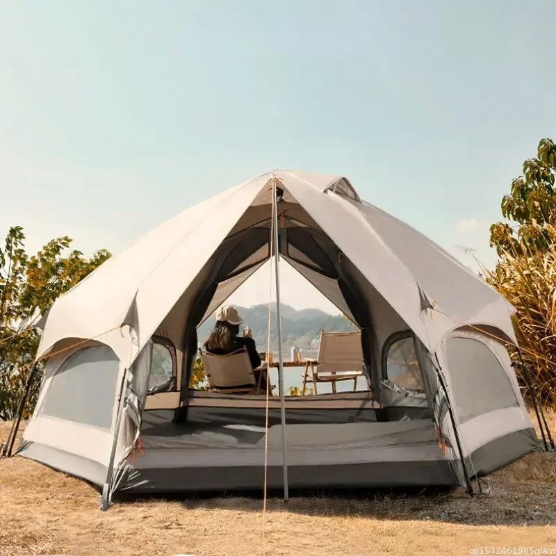 

New Hexagonal Mushroom Tent Quick Open Outdoor Camping 3-6 Person Family UV Mountaineering Car Self Driving Awning