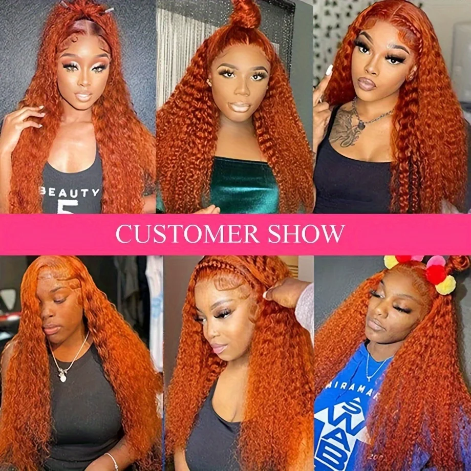 13x4 13x6 HD Lace Front Human Hair Wig 30Inch Deep Wave Frontal Wig Orange Ginger Lace Front Wig Curly Human Hair Wigs For Women