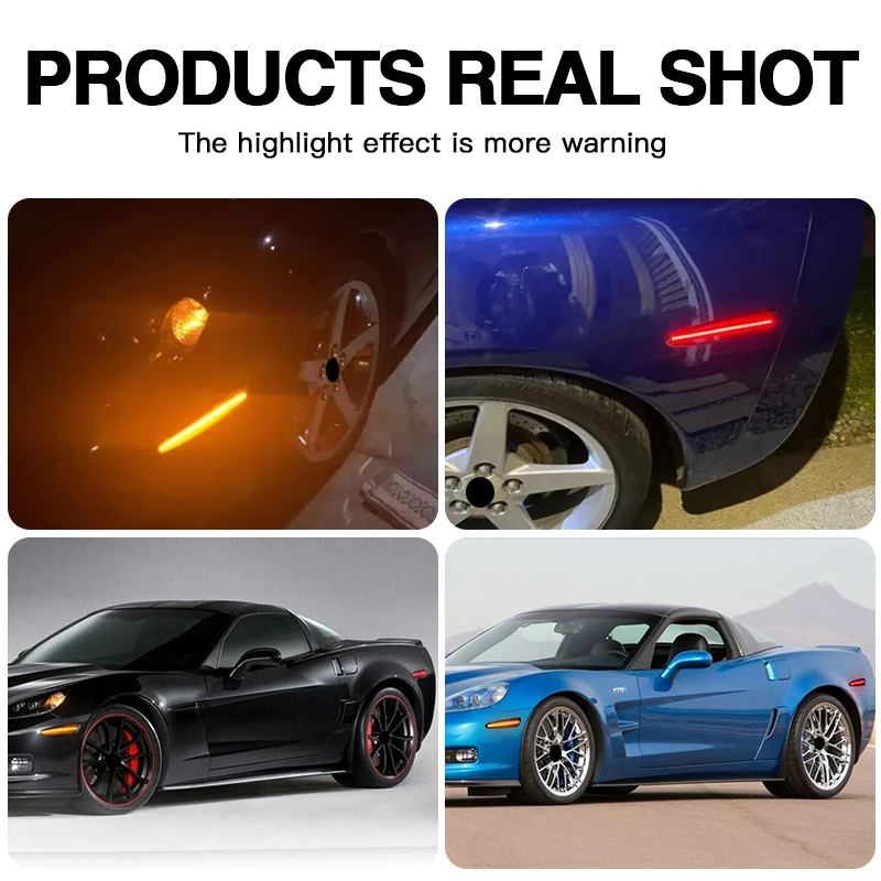 

4 шт. передний янтарный задний красный для Chevrolet Chevy Corvette C6 2005-2010 2011 2012 2013 светодиодный боковой габаритный фонарь указателя поворота