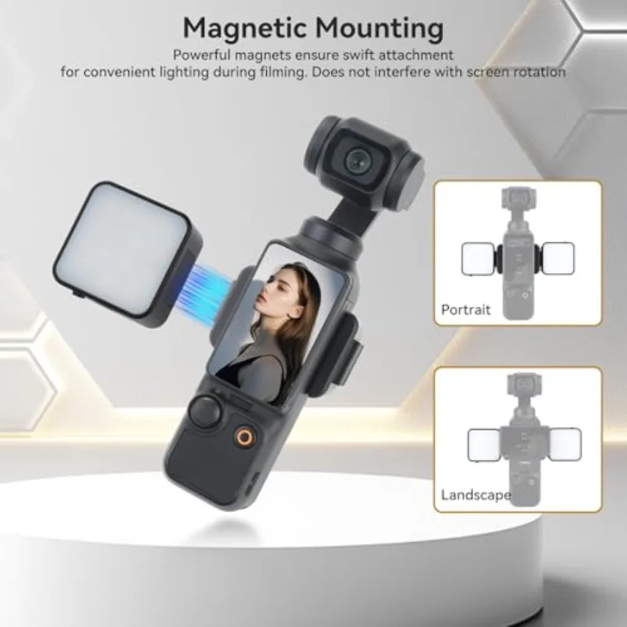 Pocket3 LED Light for DJI Osmo Pocket 3, Rechargeable Mini LED Video Fill Light, 3 Color Modes/Brightness Adjustable Magnetic S