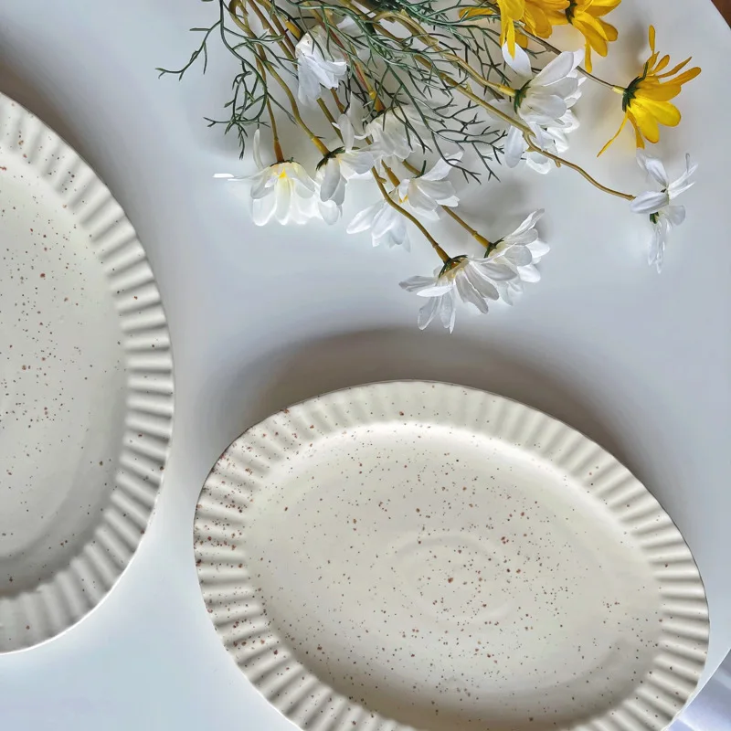 

Ins Style Creative Ceramic Oval Plate Household Large Capacity Deep Dish High Quality Restaurant Spaghetti Western Tablewares
