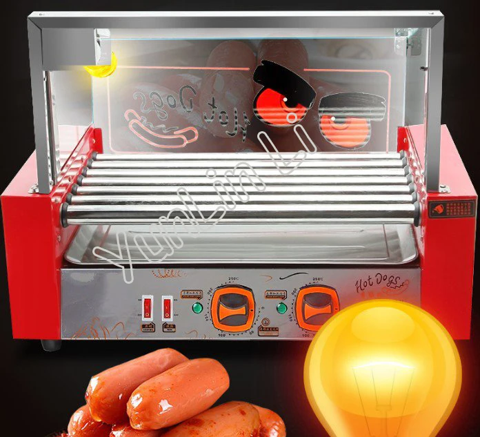 전기 핫도그 기계, 소시지 베이킹 기계, 상업용 소시지 메이커, 자동 미니 이중 제어 온도