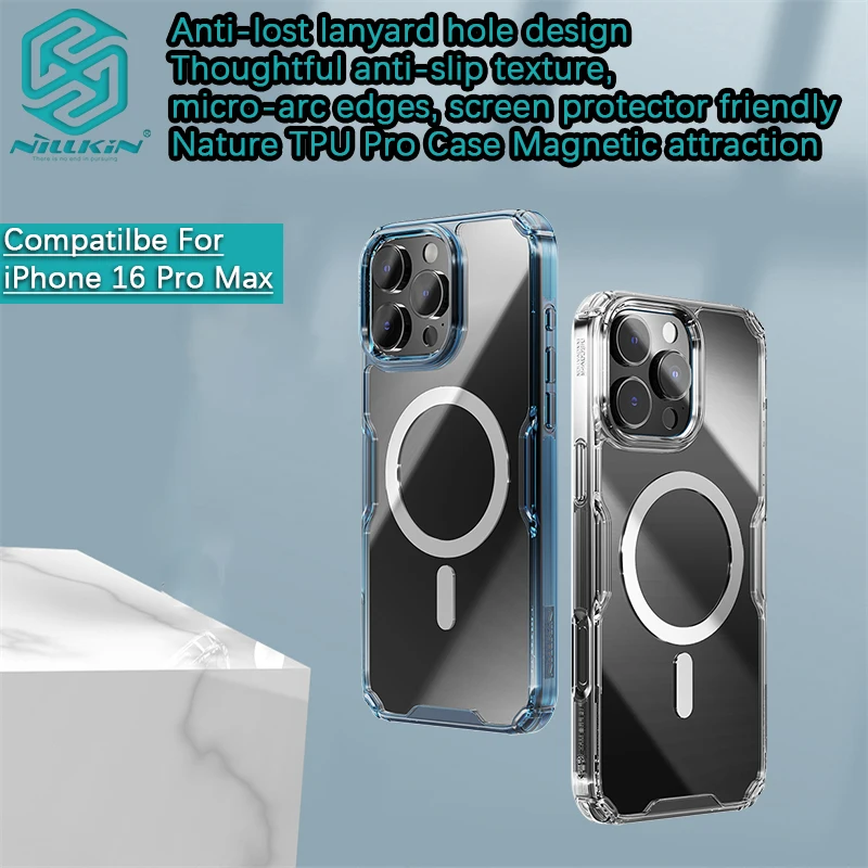 for iPhone 16 Pro Max Case/16+/16 Plus Nillkin Nature TPU Pro Magnetic Case Transparent hard Phone case protective case shell