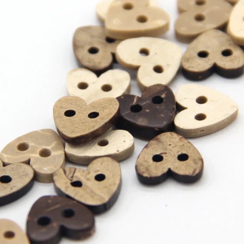 HENGC 2 Holes Natural Heart Wood Sewing Buttons For Clothes Children Scrapbooking DIY Crafts Decorative Accessories Wholesale