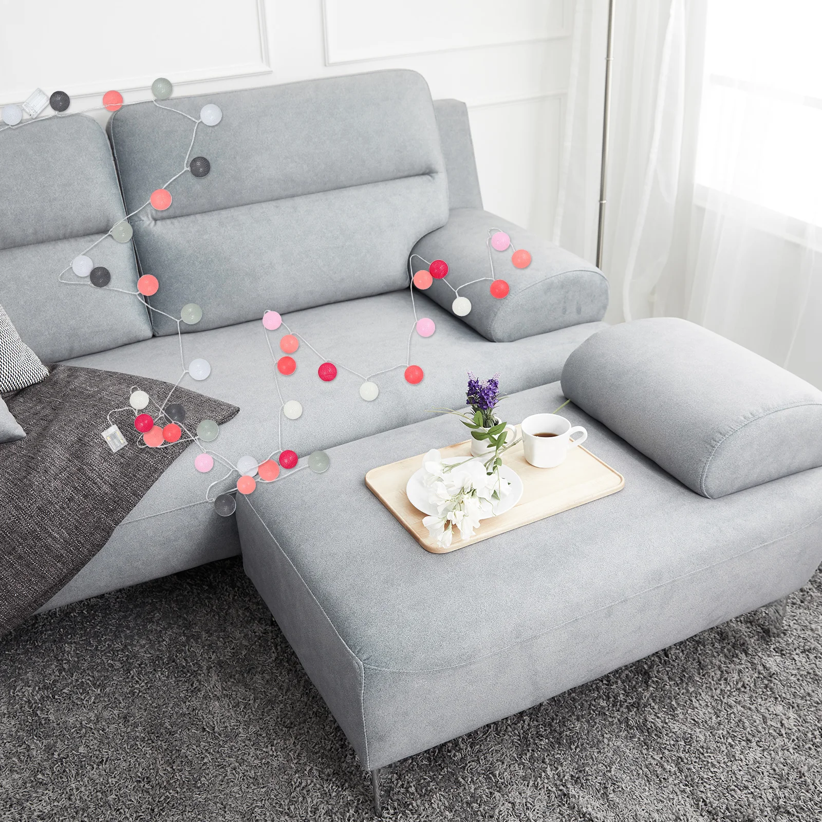 

2Pcs Cotton Ball String Light 3m 20 Leds Eco-Friendly Decorative Lighting Indoor Outdoor Party Garden Fairy Lamp String