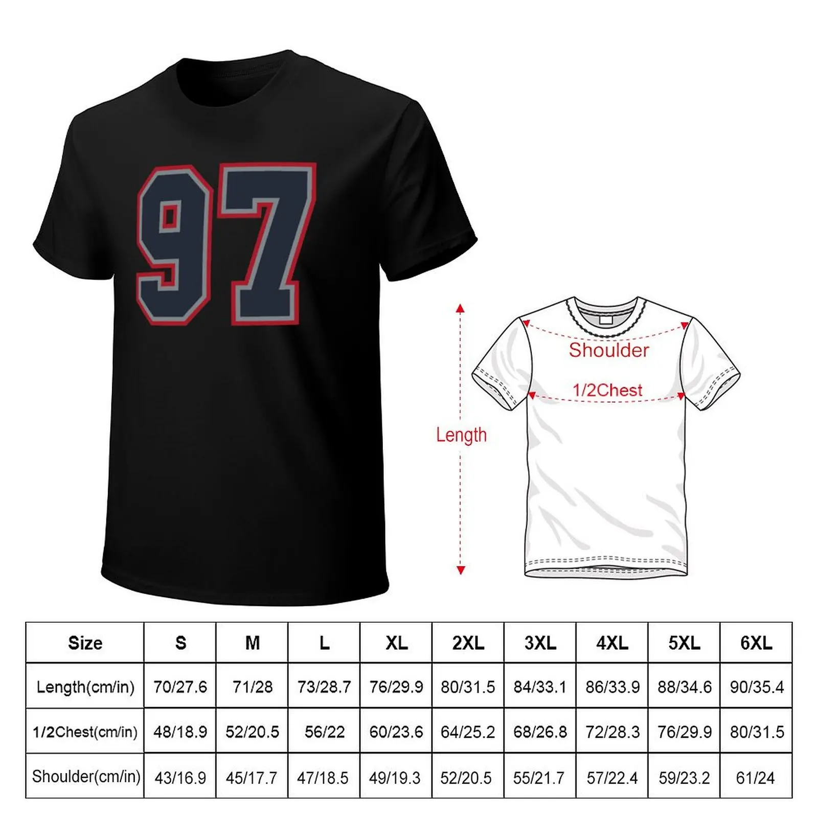 97 Navy Grey Red Sports Number Ninety-Seven T-Shirt t shirt man luxury T-Shirt