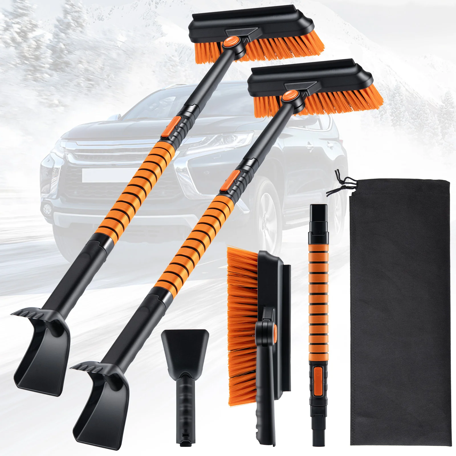 Goture 3in1 Car Ice Removing Brush Shovel Retractable Winter Snow Shovel Ice Removal Scraper Auto Cleaning Tool Accessories