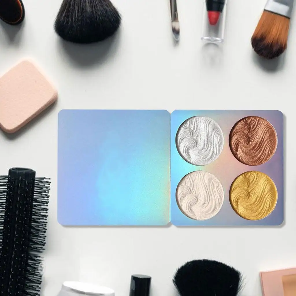 Highlighter-Palette, vierfarbig, schimmerndes Kontur-Make-up-Puder, Gesichts-Highlighter-Set für professionelles Make-up