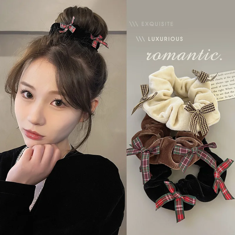 Velvet Solid Color Warm Hair Scrunchies Soft Elastic Ponytail Holder Hair Rubber Women Girls Hair Tie Band Rope Hair Accessories