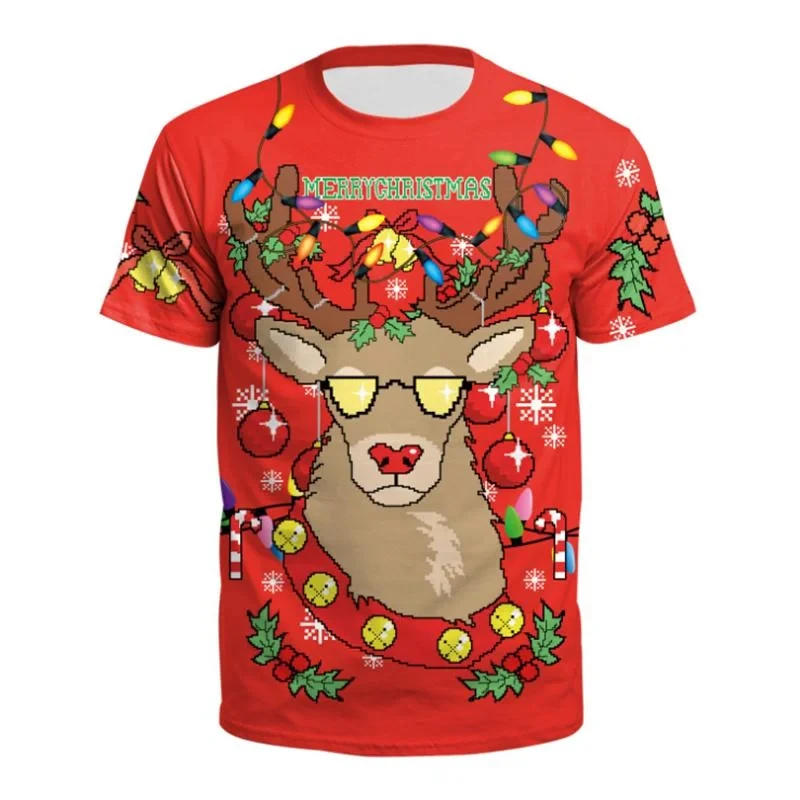 

3D Santa Claus Printed T Shirts Men Funny Merry Christmas Gifts T-shirt Womens Clothing Harajuku Fashion Kids Tee Shirts Tops