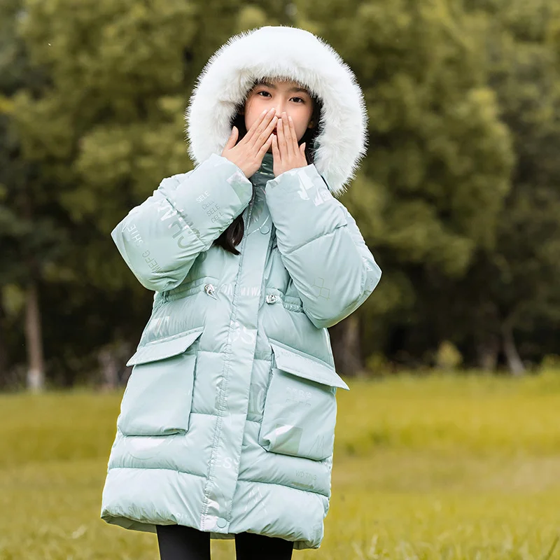 Girls Down Coat Overcoat Jacket Windbreak 2024 Furs Plus Thicken Winter Autumn Teenagers Warm Christmas Gift Children's Clothing