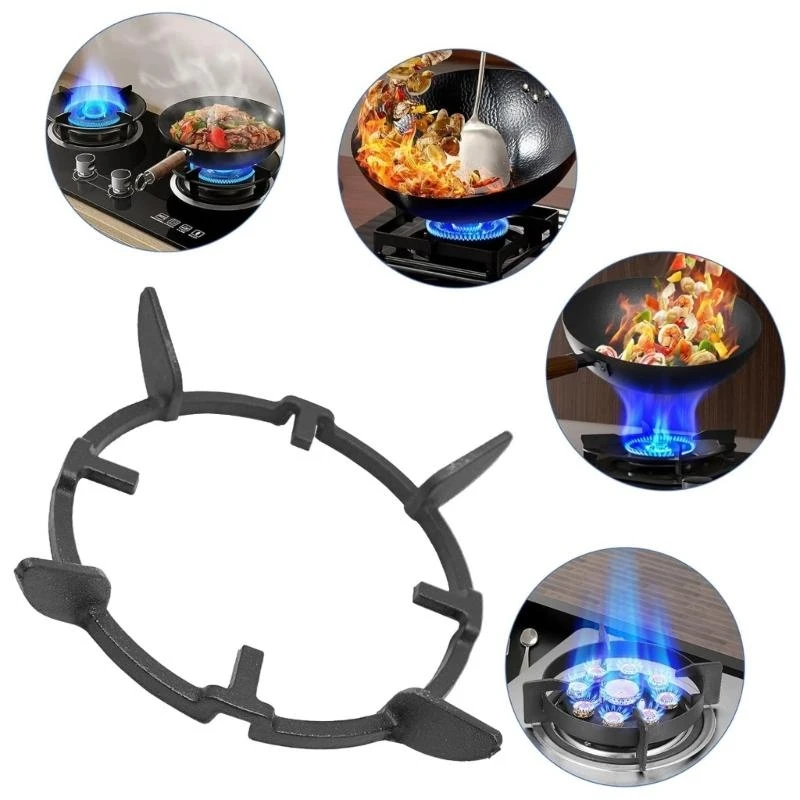 M6CB Practical Cast Iron Wok Rack Gas Stove Support Skid Resistant Cooktop Accessory Iron Stove Rings for Balanced Cooking