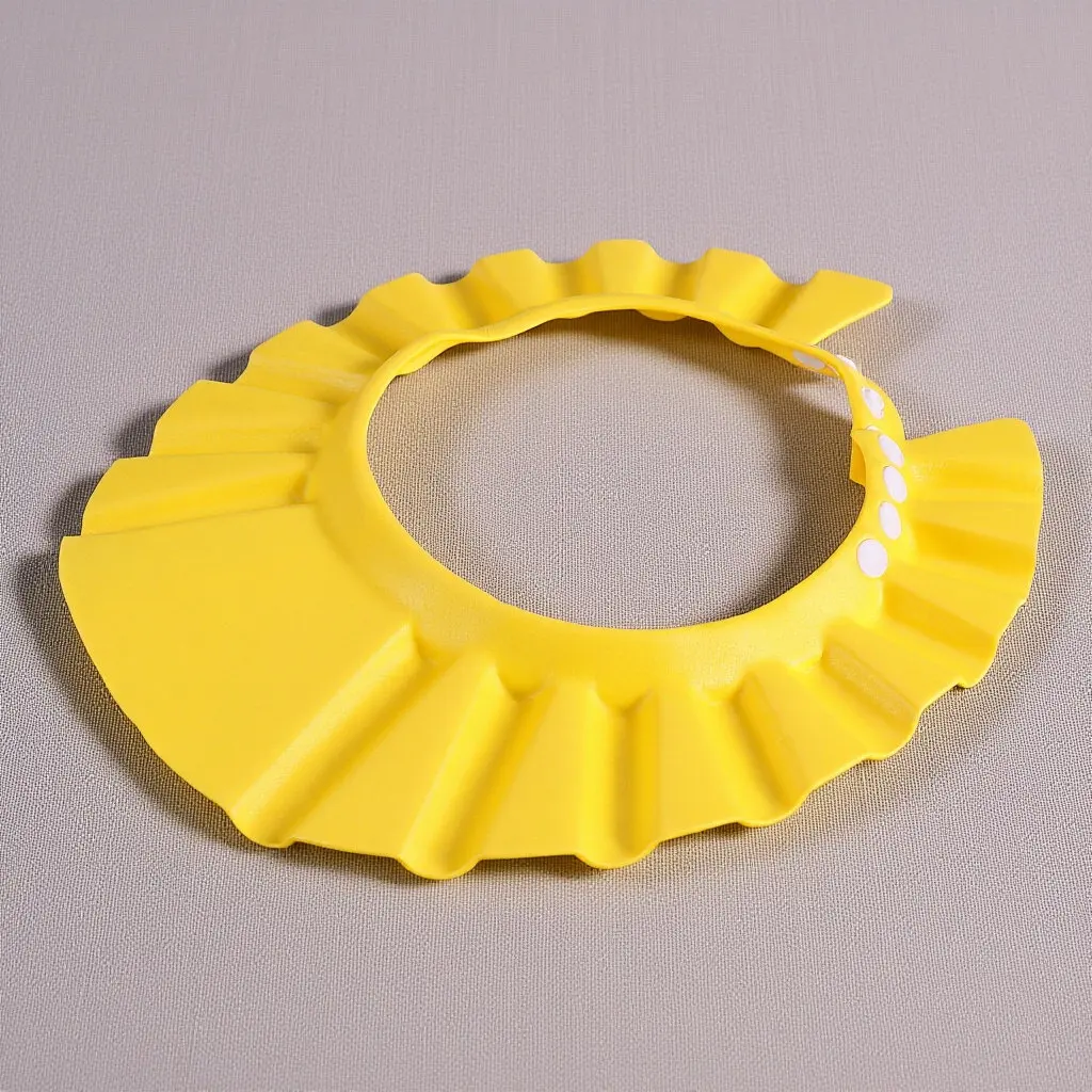 Baby Adjustable Bathing Cap Yellow Infant Shampoo Shield Protect Eyes Ears Hair Wash Lightweight Elastic Kids Haircut Shower Cap