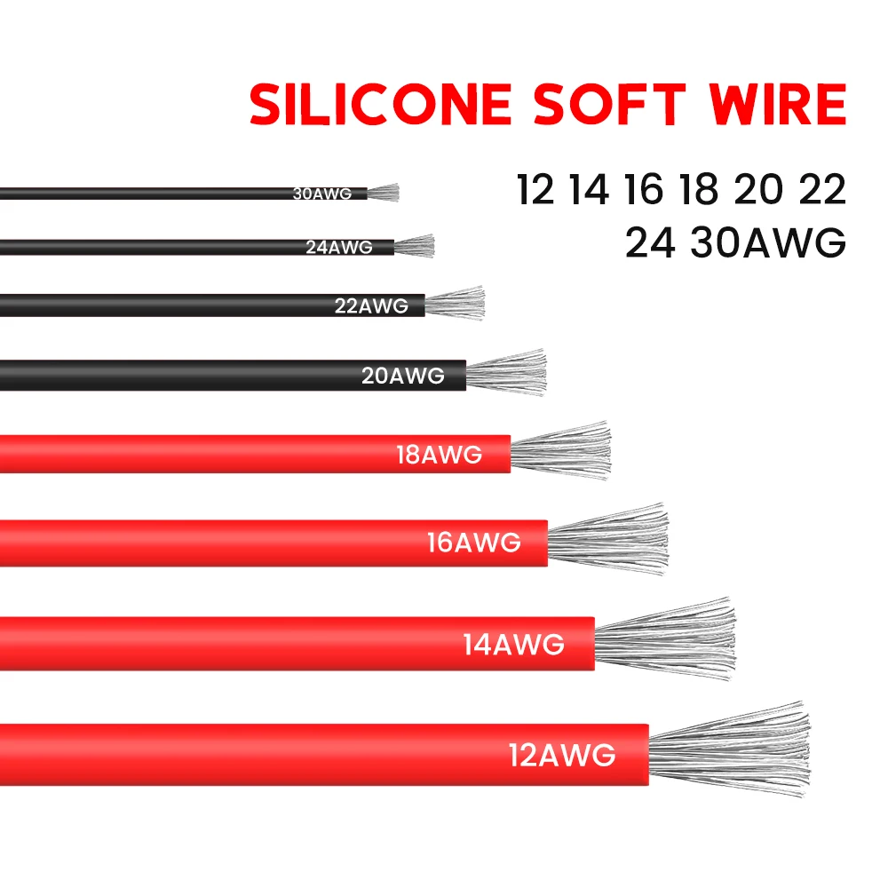 CONEPY 30 24 22 20 18 16 14 12 AWG Red Black Silicone Cable High Performance Electrical Wire 5-20M For Car Auto Lamps LED Light