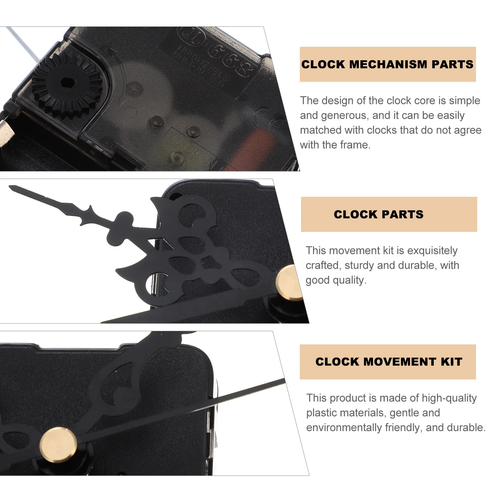 

4Pcs Quartz Clock Movement Kit Silent Mute Core Durable Plastic DIY Clock Mechanism Parts Supplies Mute Movement