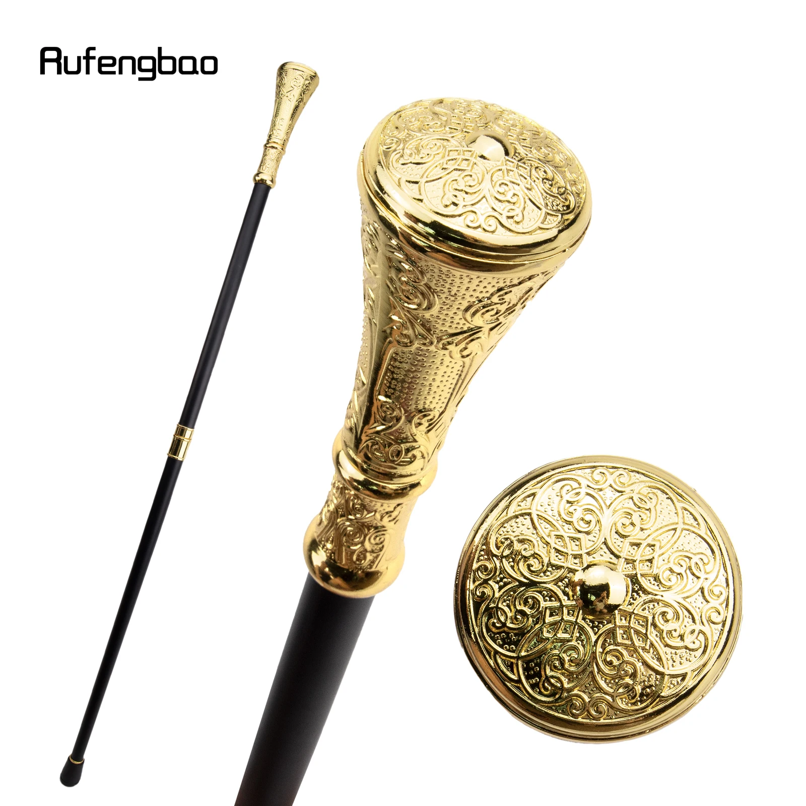 

Golden Luxury Flower Fashion Walking Stick Party Decorative Walking Cane Elegant Knob Crosier Knob 93cm Performance Stage Cane