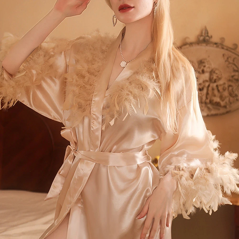 Customized Back Write by Name Bathrobes Women Satin Sleepwear Robe Elegant Wedding Dress Sexy Morning Gown Loose Kimono Pajamas