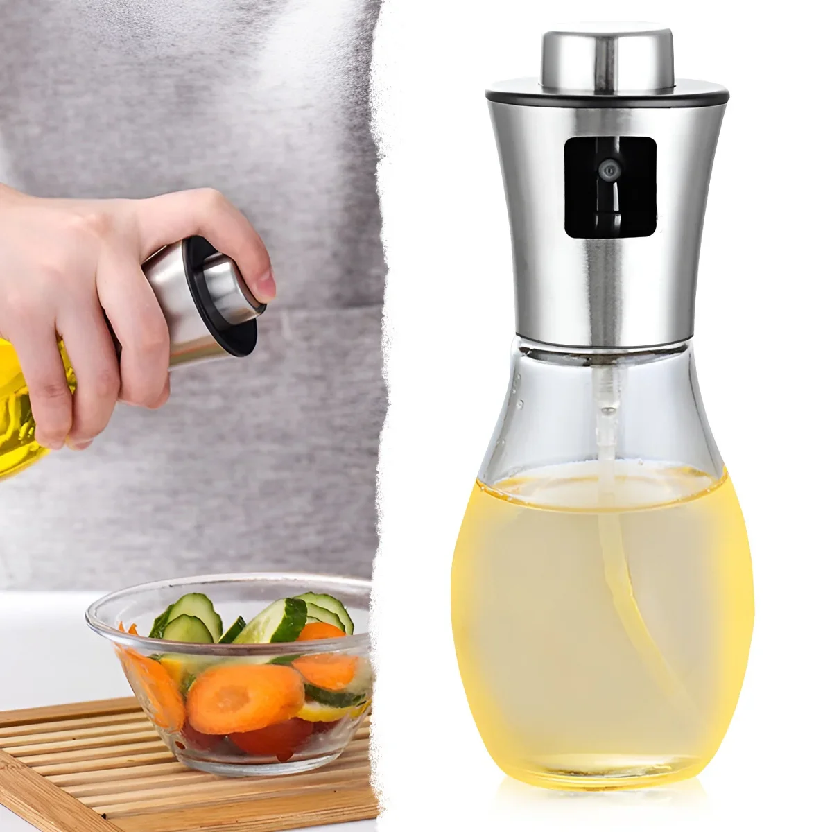 1pc Multifunctional 200ml Push Atomization Spray Bottle Vinegar Bottle Lemon Juice Bottle Barbecue Steak Kitchen Spray Can