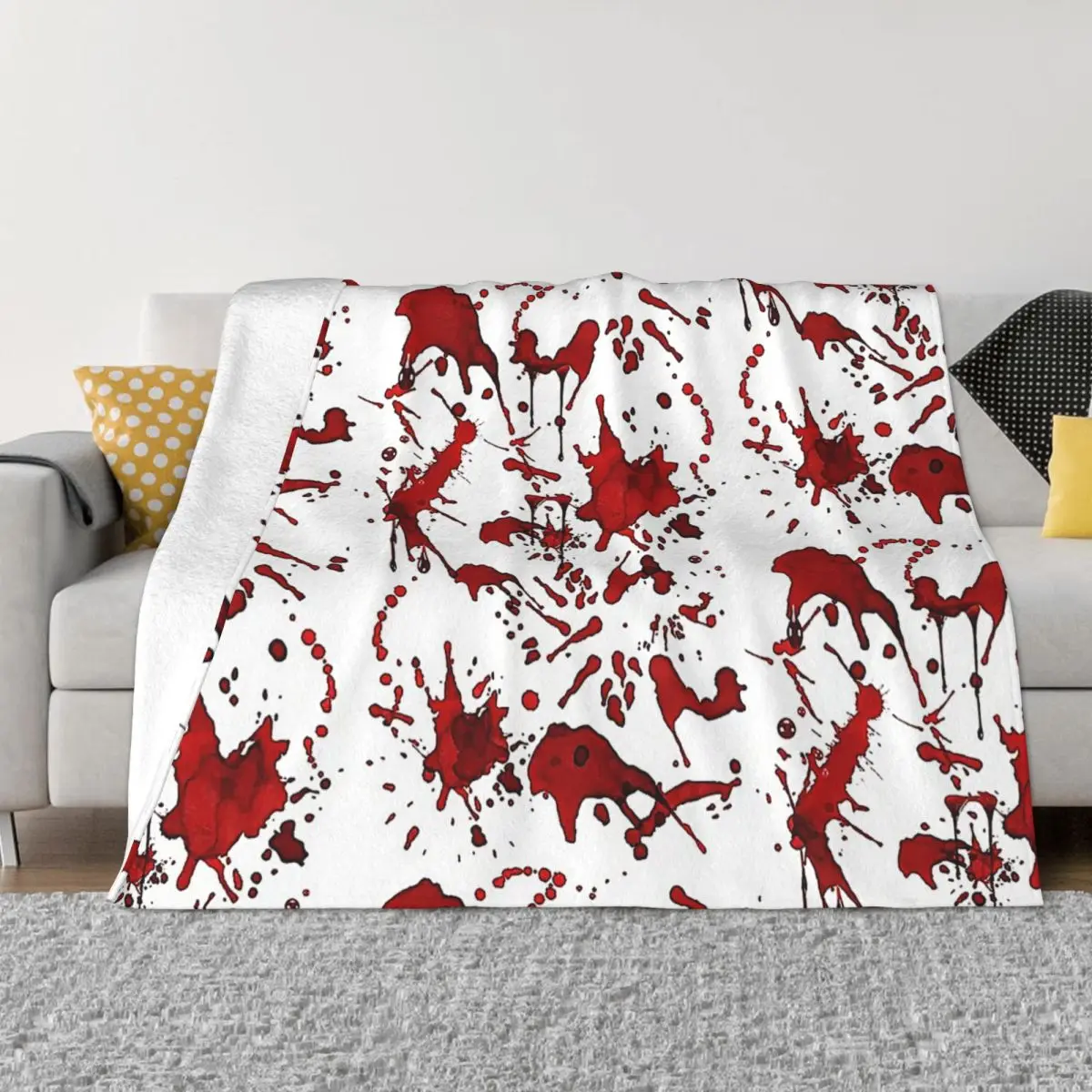 Halloween Blood Splatter Throw Blanket Ultra-Soft Micro Fleece Blanket Black Flannel Blanket