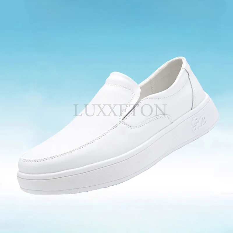 Genuine Leather Nurse Shoes with Soft Soles Lightweight Comfortable and Breathable. Women Doctor Work Shoes with Thick Soles