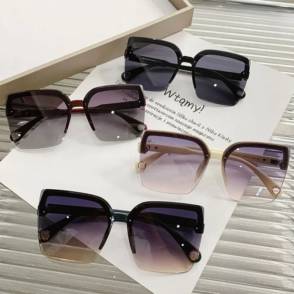 

Vintage Luxury Design Female Shades Sun Glasses Square Oversized Sunglasses Rimless