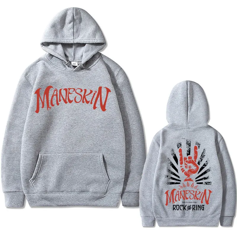 Maneskin Best Rock Am Ring Print Hoodie Italian Punk Rock Band Hoodies Unisex Casual Streetwear Men Hip Hop Oversized Sweatshirt