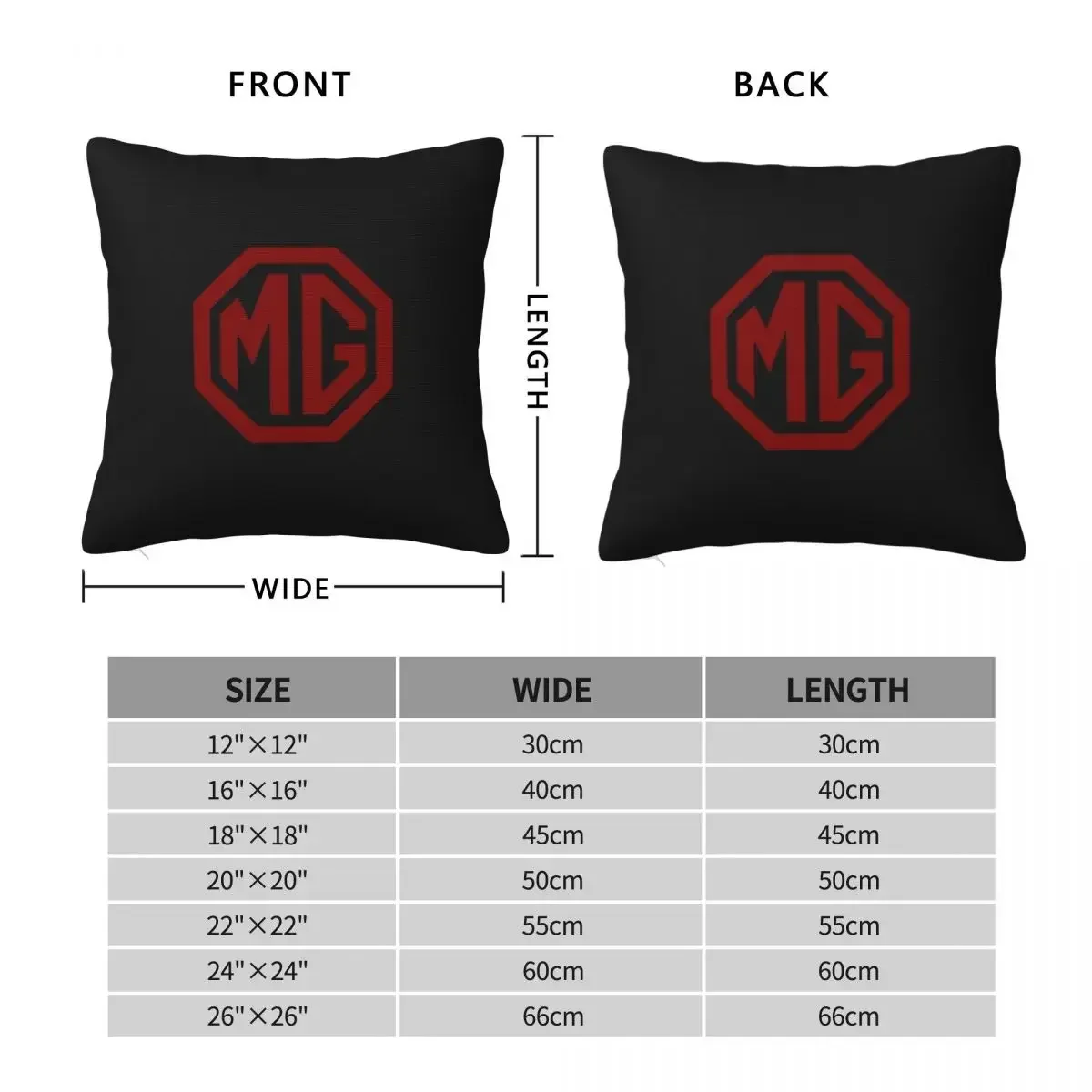 MG Car Logo Merchandise Essential Kwadratowa poszewka na poduszkę Poszewka na poduszkę Zip Dekoracyjna wygodna poduszka do domu Sypialnia