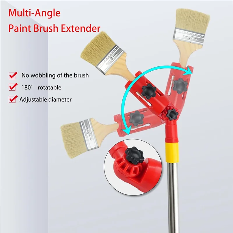 AB47-Multi-Angle Paint Brush Extension Pole Kit Handheld Paint Tool Extender Attachment Bracket Suitable For Ceiling, Window
