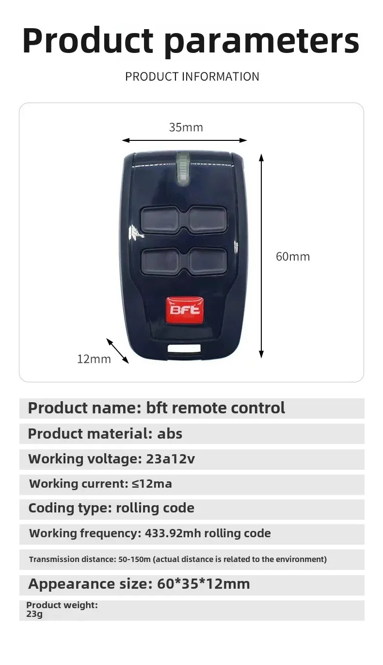 

Беспроводной пульт дистанционного управления BTF, тележка Slidin g, дверь, гаражная дверь Ele ctric, устройство открывания дверей, 2 ключа, 4 внедорожника