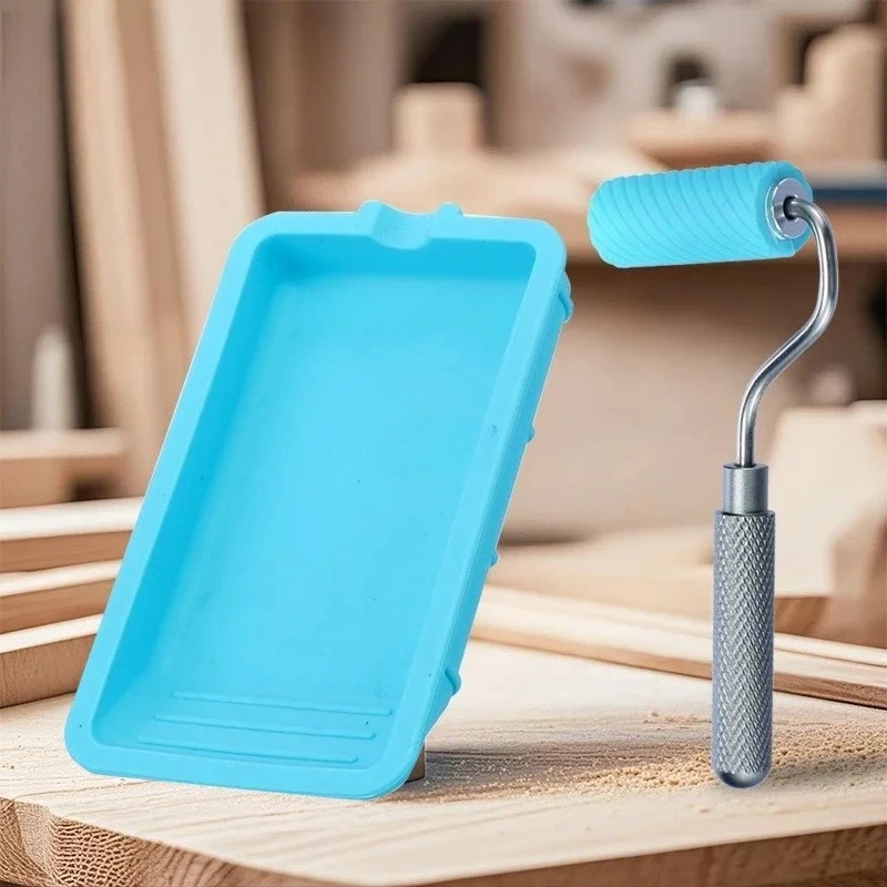 

Wood Glue Applicator Set Handheld Adhesive Roller with Tray Reusable Hand Tool Include Brush and Spreader Spreading Adhesive